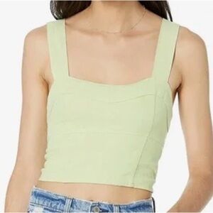 Abercrombie & Fitch Pistachio Linen Bustier Crop Top